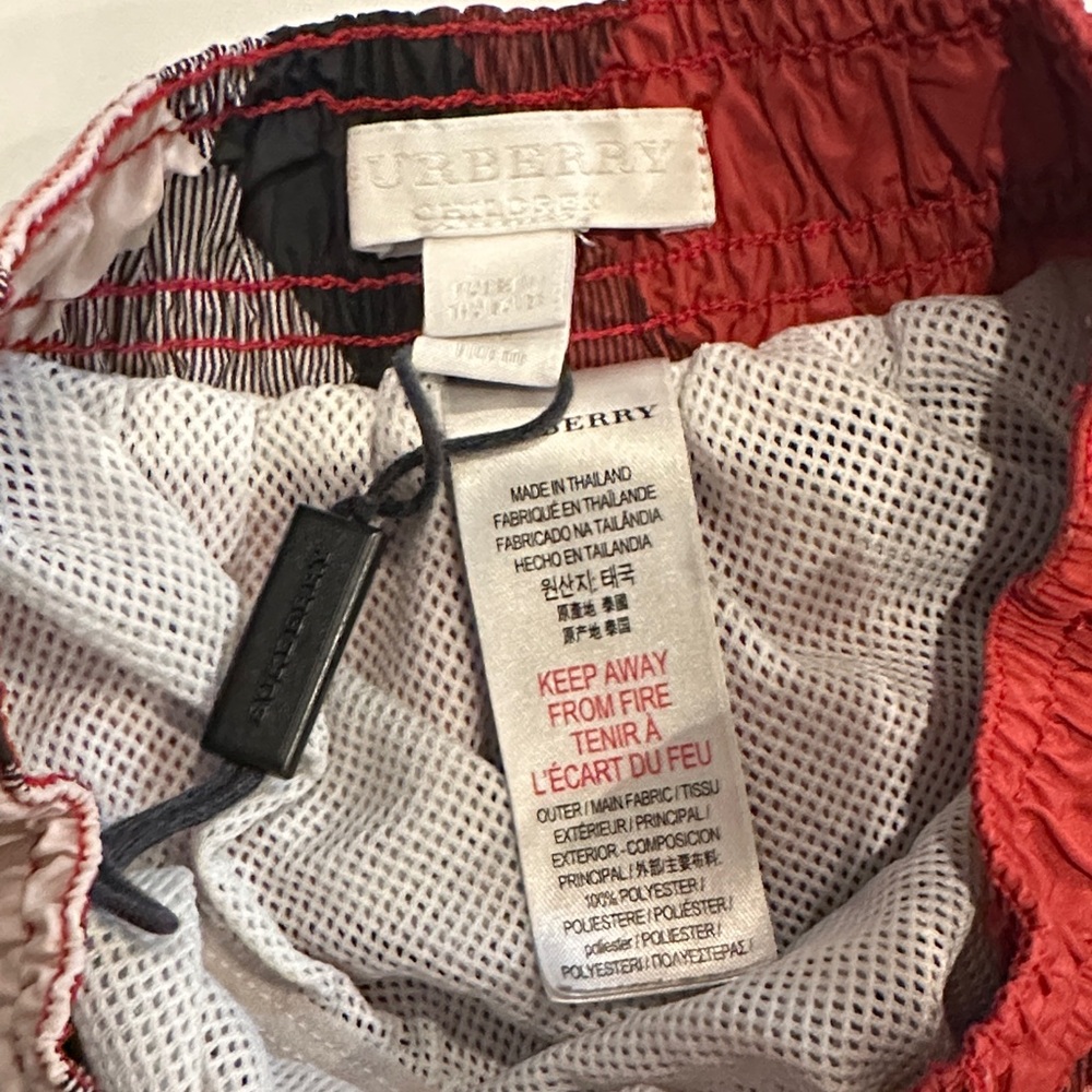 Burberry Kids Swim Trunks - Red, Black, White Check - Picture 3 of 7